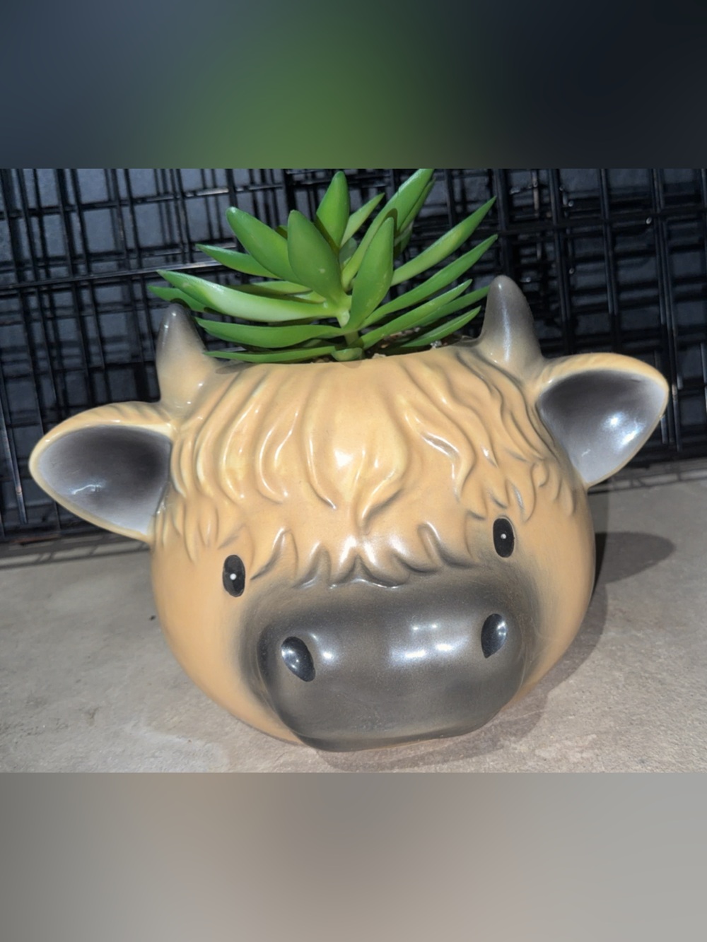 Ceramic Animal Planter in Tan and Gray